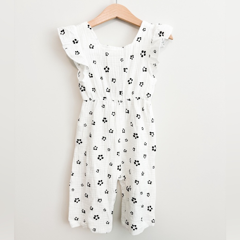 12-18M White Floral Muslin Romper